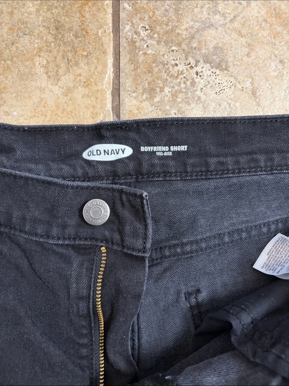 Old Navy Black Distressed Roll-Hem Denim Shorts